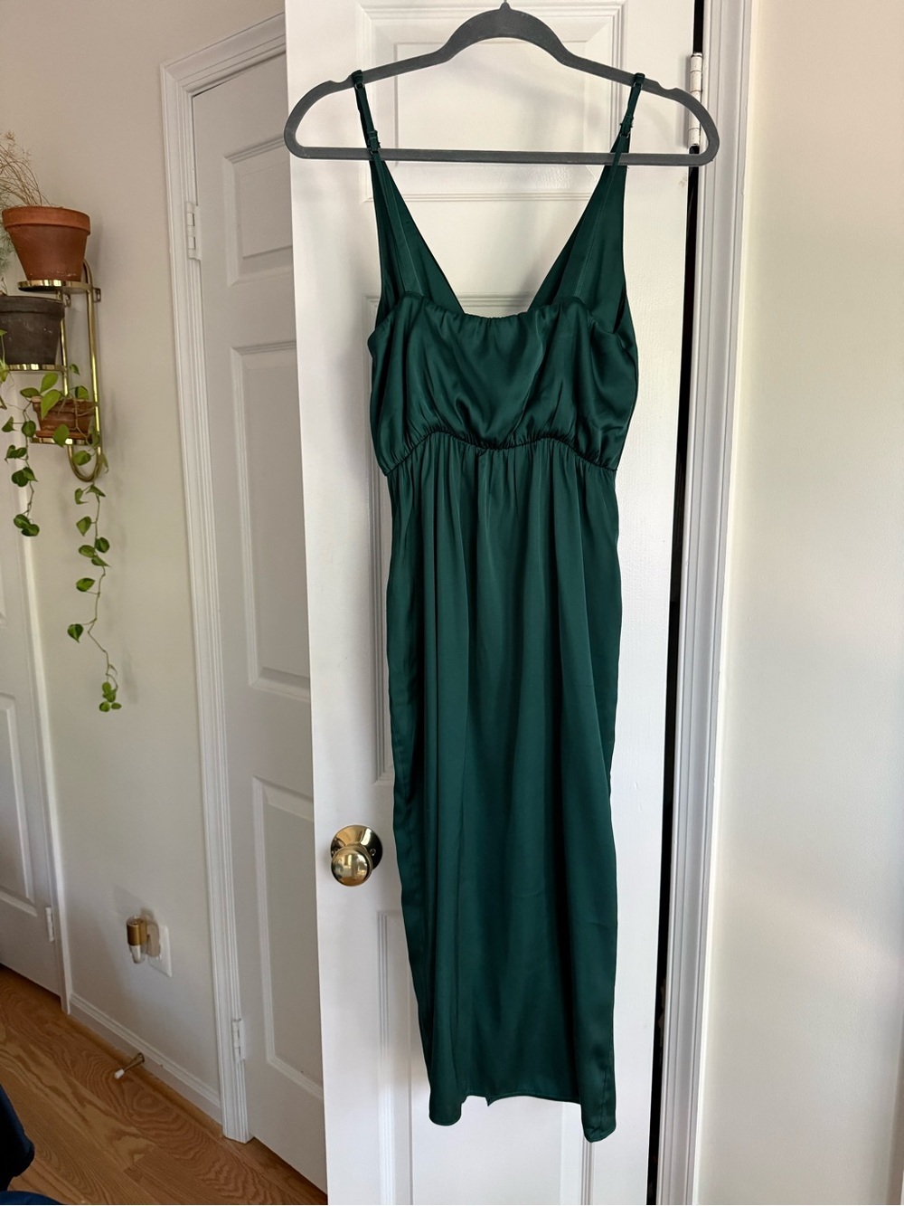 NWT Abercrombie & Fitch Satin Draped Wrap Midi Dress Emerald Green Small Petite - Picture 6 of 10